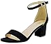 Bella Marie Women's Strappy Open Toe Block Heel Sandal, Black Suede, Size 8