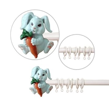 Furnished Kids Bunny Rabbit Extendible Bedroom Curtain Pole 180cm