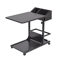 sogesfurniture Height Adjustable Sofa Side Table C Table Laptop Holder End Stand Desk Coffee Tray Side Table,Black BHUS-103#2-BK
