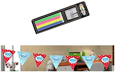 ADELEWAYS Party Decoration Supplies Flags Banner 2 Meters Long + Free 12 pcs Long Cake Candles