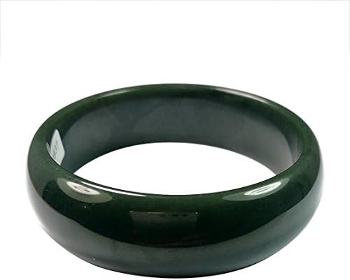 Women 100% Nature Grade A Dark Green HeTian Jade Bracelet Bangle (58mm (Diameter))