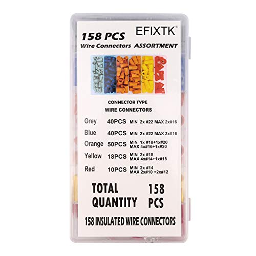 EFIXTK 158PCS Electrical Wire Connectors Screw Terminals,with Spring Insert Twist Nuts Caps Connection Assortment Set