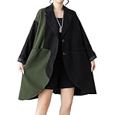 ellazhu Women's Coats Classic Oversized Jacket Lapel Button Down Irregualr Hem Long Sleeve GZ615