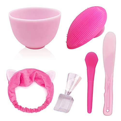 Face Mask Mixing Bowl Set, 6 PCS Facemask Mixing Tool Kit with Facial Mask Silicone Bowl/Silicone Brush/Silicone Cleaner Brush/Headband - Thumbnail 7