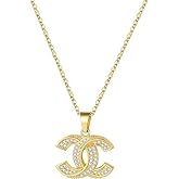 18K Gold Letter Pendant Necklace for Women, Chic CZ Initial Necklace for Women, Trendy Designer Jewelry Gift