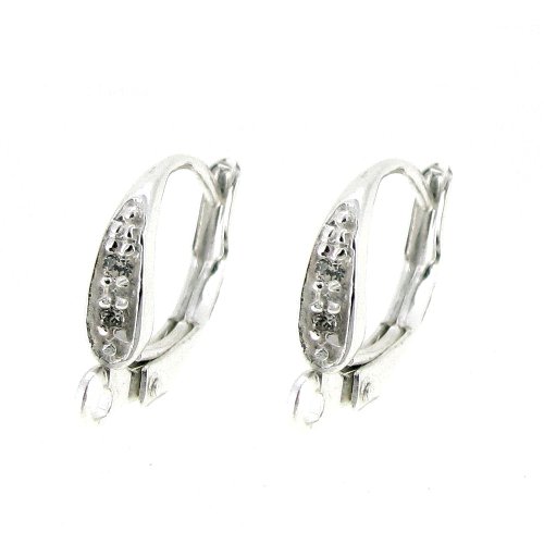 2 pcs .925 Sterling Silver Leverback Earwire Cz Crystal Dangle Earrings Connector / Findings / Bright