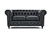 Classic Scroll Arm Tufted Bonded Leather Chesterfield 2 Seater Loveseat (Black) by Divano Roma Furniture