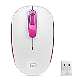 SROCKER V2c 2.4GHz Wireless Mouse Silent Click Compact Soundless Optical Mice with Nano USB Receiver DPI 1600 for PC and Mac(Pink)