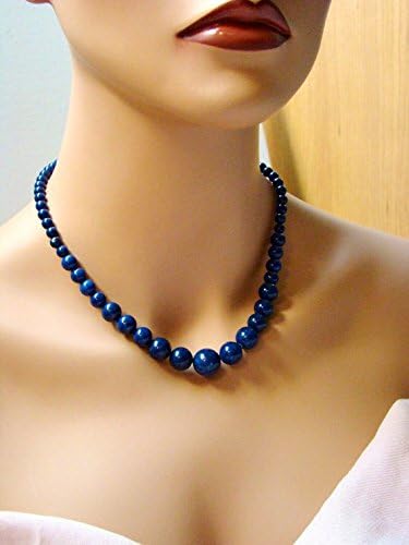Lapis Lazuli Stone Descending Necklace Royal Blue