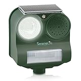 Updated SereneLife Solar Bat Repellent, Outdoor Motion Detector, Electric Pest Repeller, Ultrasonic Bird Repeller, Solar Powered, Waterproof Construction, Infrared Sensor, 30 Feet Coverage