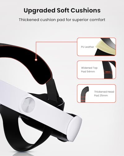 GEEKERA Head Strap for Meta Quest 3/Quest 3S, 10000mAh Battery Pack for Oculus Quest 3 with RGB Light, Extended 6H Playtime with Enhanced Comfort and Balance, VR Accessories Adjustable Head Strap