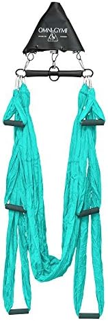 OMNI GYM Omni Yoga Swing Original Plus Spring Trapeze- Inversion Therapy, Yoga Practice, Aerial Fitness, Back Pain, Suspension Trainer (Turquoise)