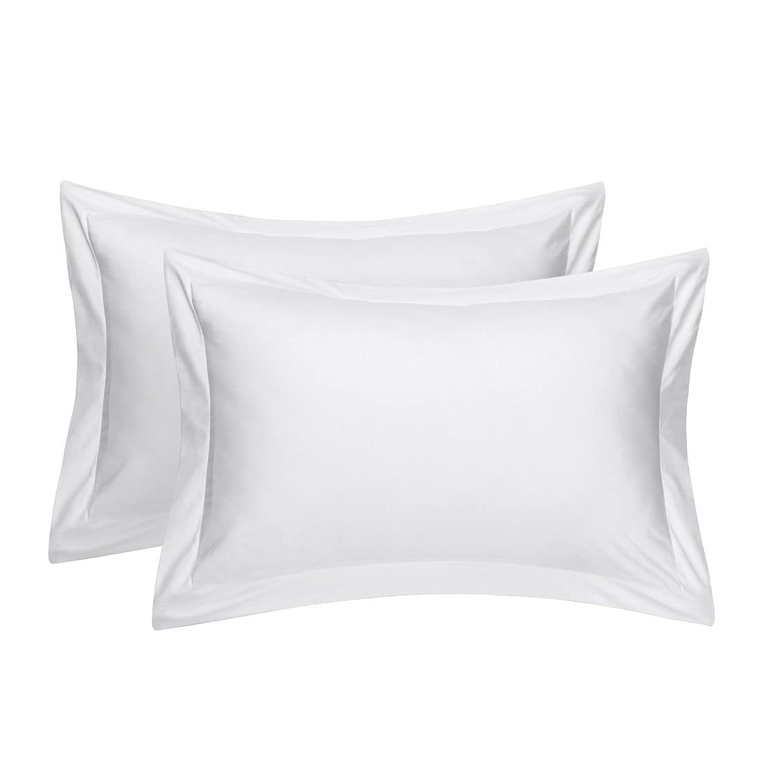 Pack of 2 White Oxford Pillowcases |Standard 50x75cm Pillow Covers| 400 Thread Count 100% Egyptian Cotton Hotel Quality Pillow Sham - Decorative Bedroom Pillow Case Pair