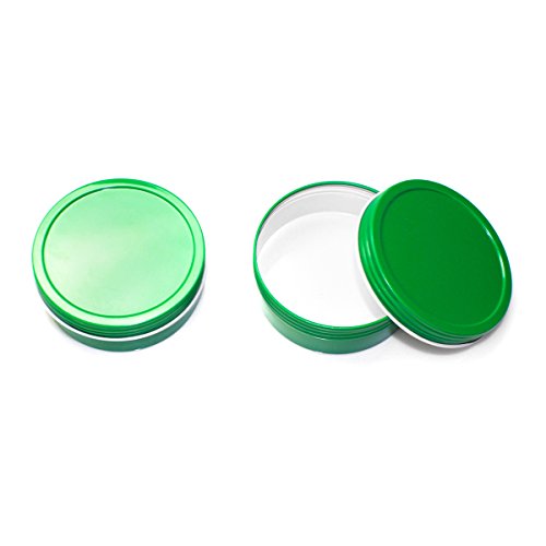 Mimi Pack 4 oz Shallow Screw Top Lid Tin Can Containers For Salves, Favors, Spices, Balms, Gifts Tin Containers 24 Pack (Green)