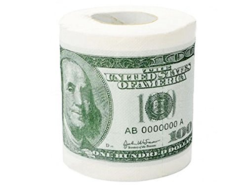 Paialco Funny 100 Dollar Bill Toilet Tissue Roll Paper