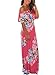 Happy Sailed Women Floral Print Off The Shoulder Long Maxi Hawaii Dresses, Medium Rosy