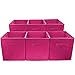 Sorbus Foldable Storage Cubes - 6 Pink Storage Bins for Organizing Pantry, Closet, Shelf, Nursery, Playroom, Toy Box, Cubby - 11 Inch Collapsible Fabric Baskets with Handle