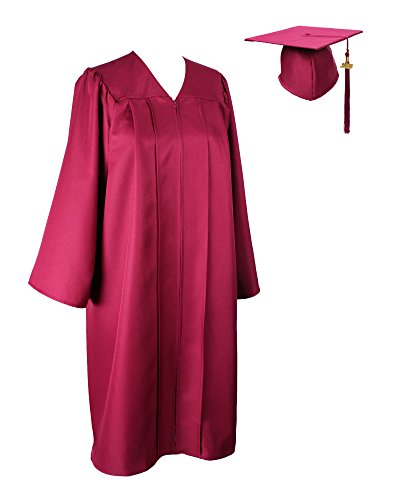GraduationService Matte Gown Cap Tassel 2017 Unisex, Maroon, 45FF(5.0-5.2)inches