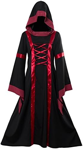 tianxin Women Renaissance Victorian Hoodie Dress Medieval Flare Sleeve Fancy Dress Halloween Cosplay Costume