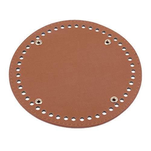 Fenteer Hand-Woven DIY Crochet Bags Round Bottom Insert Pad Shaper Rivets Cushion 15 cm - Brown