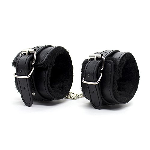 Premium Black Furry Bondage Wrist Restraints Handcuffs for Sex