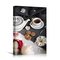 Canvas Wall Art Tea Coffee Drinks Farmhouse/Country Kitchen Multicolor Photography Relax/Calm - 12x18 inches