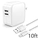 ONSON iPhone Charger,Dual USB Portable Travel Wall Charger,Foldable Plug with 10FT Long Lightning Cable Charging Cord for iPhone 7/7 Plus/6S Plus/6/6 Plus/5/5S/5C/SE,iPad Pro/Air/mini(White)