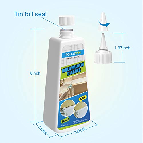 FOLLOWIN Mold & Mildew Remover Gel Miracle Household Cleaner Caulk Wall Bathroom Shower Mold Stain Cleaner Fast Acting & Odor Free -16 oz