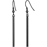 FindChic Stainless Steel Bar Drop Earrings 18K Gold Plated Thin Flat Geometric Round/Stick/Rectangle Pierced Linear Hypoallergenic Dangle Earrings for Women