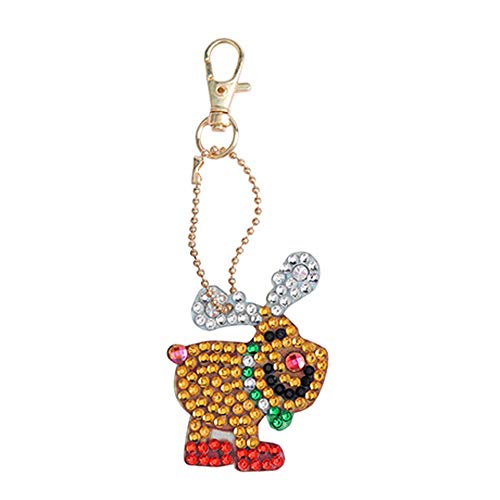 Businda 5 Pack Christmas DIY Keychains with Elders, Diamond Painting 5D Mosaic Making Full Drill Special Shape Diamond Painting Pendant Decor for Art Craft Key Ring Phone Charm Bag Decor(Elders)