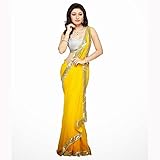 Fab Glory Women's Georgette Embroidery Sarees With Un-Stitched Blouse