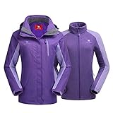 CAMEL CROWN Women's Ski Jacket Winter Jacket Waterproof 3 in 1 Mountain Coat Windproof Hooded with Inner Warm Fleece Coat