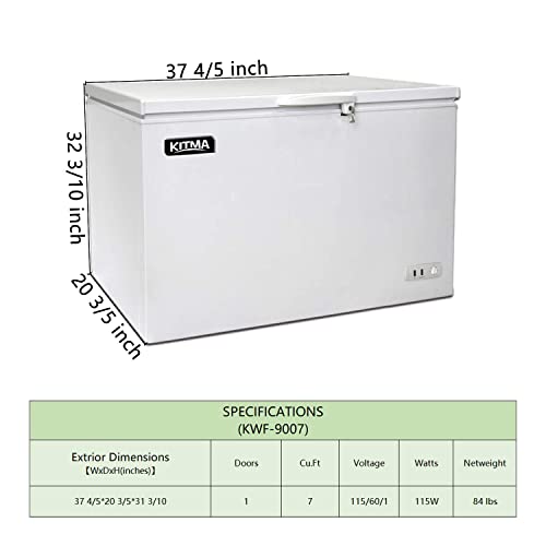 KITMA Chest Freezer 7 Cu.Ft ReachIn Freezer Chest Solid Door Deep