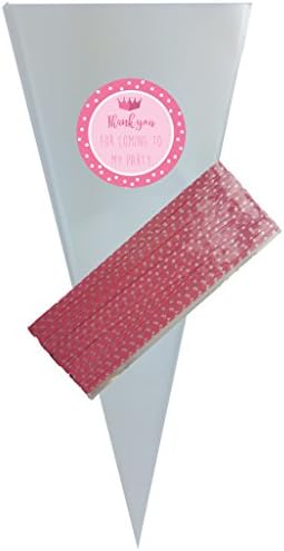 Cellophane Clear Cone Bags for Party or Sweets - Coloured Twist Ties – Stickers – Many Designs