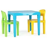 Humble Crew Kids Table and 2 Chair Set, Aqua Table with Chairs - Sturdy Toddler Activity Table for Playtime, Arts, Crafts, Reading, and More - 5-Piece Children’s Furniture for Daycare Playroom