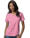 Hanes Women's Relax Fit Jersey V-Neck Tee 5.2 oz (Pack of 1) Size:Small Color:Pink