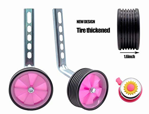 MOSHAY Bicycle Training Wheels Fits 16 18 20 22 24 inch Kids Variable Bike (C-Pink)