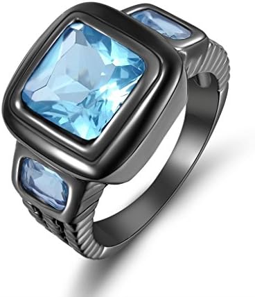 HQ Jewelry Size 8,9,10,12 Engagement Rings for Mens Aquamarine Black Gold Filled Wedding (11)