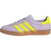 adidas Gazelle Indoor Women Sneakers, Silver Dawn/Solar Yellow/Gum, Size 7.5