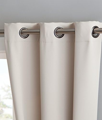 Nicole - 2 Premium Grommet Blackout Window Curtain Panels with Tiebacks - Solid Thermal Insulated Draperies - Total Size 76 Inch Wide (38 Each Panel) - 96 Inch Long (2 Panels 38 x 96, Dark Ivory)