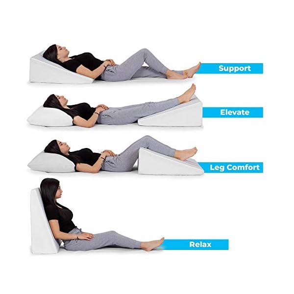 Healthex Bed Wedge Pillow Cooling Memory Foam Top Elevated Support