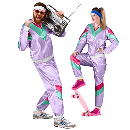 Premium Tracksuit 80s & 90s Retro I Assianzug I Costume I Gangster I Prolet I Bad Taste I Assi I Men I Women I Slogan I Carnival I Fasching (Purple I Green I Pink, L), Purple I Green I Pink, One size