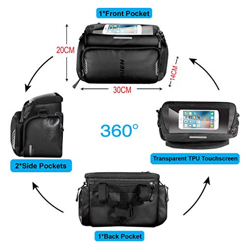 TEUEN Fahrrad Lenkertasche Wasserdicht Mountainbike Tasche Lenker Fahrradtasche mit Regenhülle, Gross Fahrrad… – Bild 7