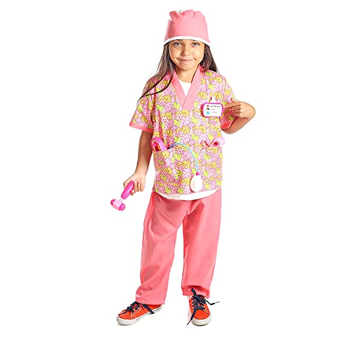 Nurse Costume for Kids and Toddler, Pretend Play Scrubs Dress Up Set