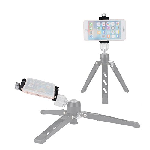 Metal Smartphone Tripod Mount, Cayer MC1 Aluminum Foldable Phone Holder Clip Adapter with Arca-Style QR Plate, Fits Cell Phone 2.5" to 4.3" Wide for Monopod/Tripod/Selfie Stick (Black) - Thumbnail 5
