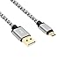 Micro USB Cable, HI-CABLE Fast+ 3 pack 6ft Braided Long Charging Cord For Samsung Galaxy S7 S6 Edge Plus, Note 4/ 5,S4 S5 Active, Tab A S/ S2 Pro, PS3/ 4, Android Phone Gold-Plated (Silver)