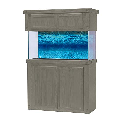 RJ ENTERPRISES Oak Empire Reef 48″X18″ Flat Gray 36″ Tall Aquarium Stand fits75/90 Gal & Oak Empire Reef 48″X18″ Flat Gray 15″ Tall Canopy fits75/90 Gal & Glass Tank Aquarium 90 Gal is Included