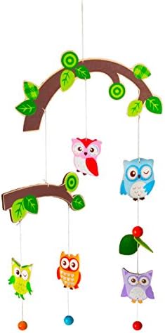 Nusery Room Wooden Mobile with Owls and Birds - Kids Room Decoration