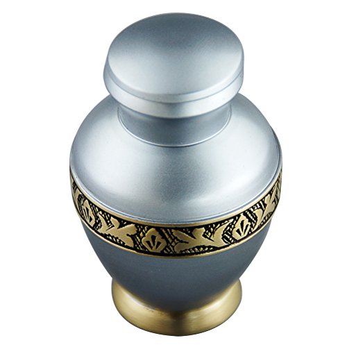 MEILINXU Keepsake Funeral Urn by Mini Cremation Urn for Human Ashes Adult- Brass Hand Engraved- Fits a Small Amount of Cremated Remains- Display Burial Urn at Home or Office (Elsene Sky Blue Baby Urn