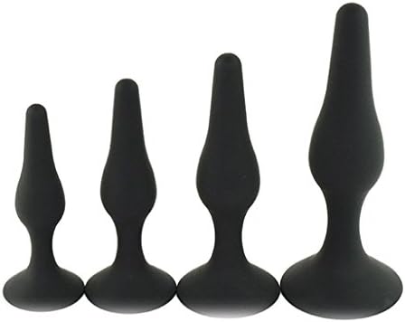 PP2WO 4 Pack/Size Silicone butt Plug Trainer Set Adult Toys for Men Women - Black